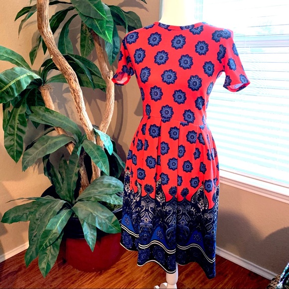 LuLaRoe Dresses & Skirts - Lularoe Amelia orange and blue zippered dress